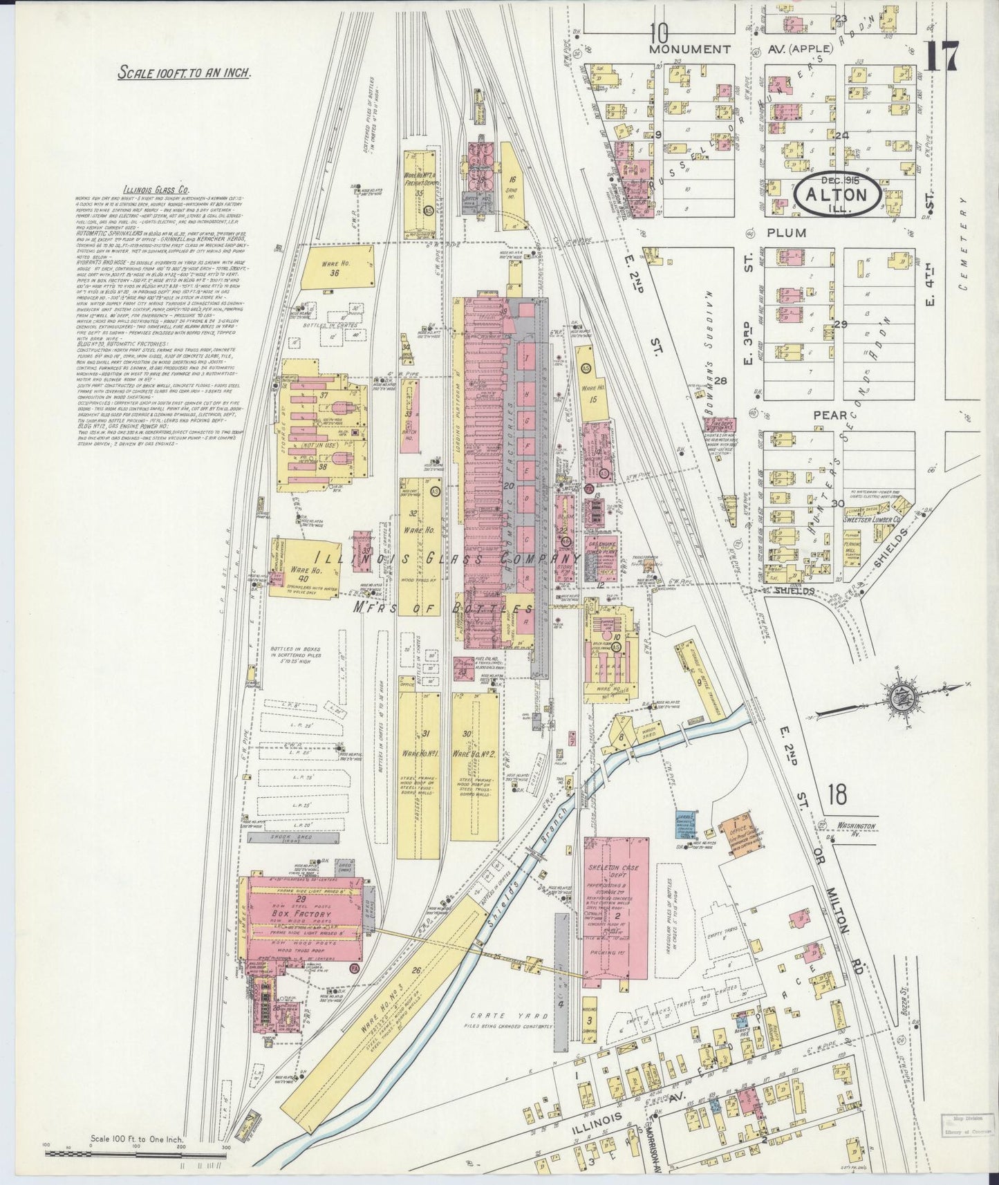 Sanborn Fire Insurance Map from Alton, Madison County, Illinois (1915), Sheet #0017 - Complete Map Set gallery image, historic Sanborn map, vintage wall art, Illinois Illinois