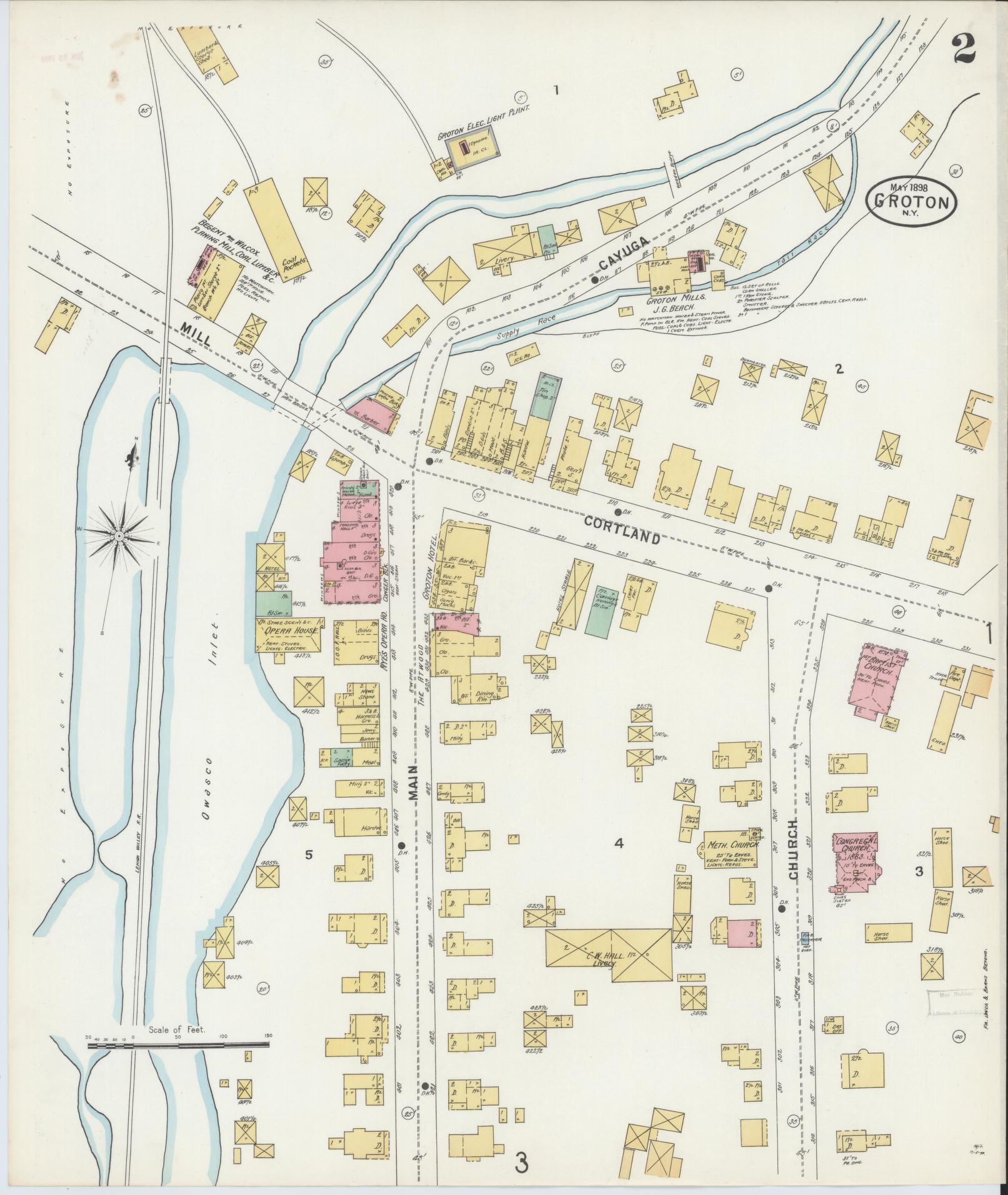 Sanborn Fire Insurance Map from Groton, Tomkins County, New York (1898), Sheet #0002 - Complete Map Set gallery image, historic Sanborn map, vintage wall art, New York New York