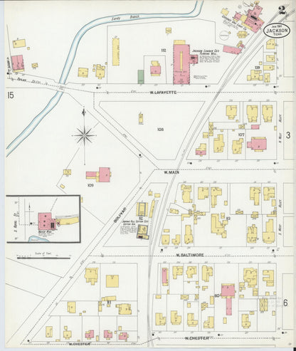 Sanborn Fire Insurance Map from Jackson, Madison County, Tennessee (1901), Sheet #0002 - Complete Map Set gallery image, historic Sanborn map, vintage wall art, Tennessee Tennessee