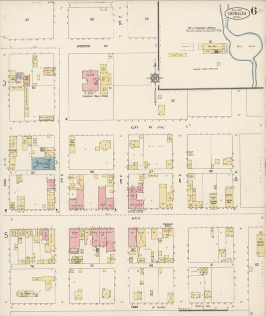 Sanborn Fire Insurance Map from Chewelah, Stevens County, Washington (1915), Sheet #0006 - Historic Sanborn Fire Insurance Map Print, vintage old map wall art, antique decor, genealogy gift, Washington Washington map