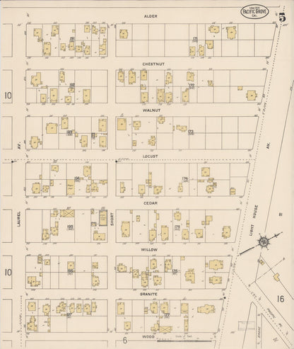 Sanborn Fire Insurance Map from Pacific Grove, Monterey County, California (1914), Sheet #0005 - Complete Map Set gallery image, historic Sanborn map, vintage wall art, California California