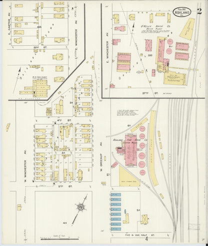 Sanborn Fire Insurance Map from Ashland, Boyd County, Kentucky (1912), Sheet #0002 - Complete Map Set gallery image, historic Sanborn map, vintage wall art, Kentucky Kentucky