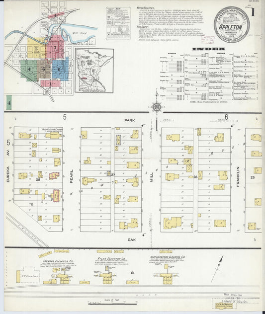 Sanborn Fire Insurance Map from Appleton, Swift County, Minnesota (1915), Sheet #0001 - Historic Sanborn Fire Insurance Map Print, vintage old map wall art, antique decor, genealogy gift, Minnesota Minnesota map