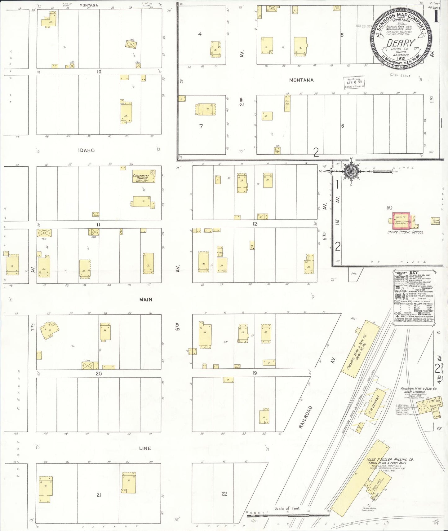 Sanborn Fire Insurance Map from Deary, Latab County, Idaho (1921), Sheet #0001 - Complete Map Set gallery image, historic Sanborn map, vintage wall art, Idaho Idaho