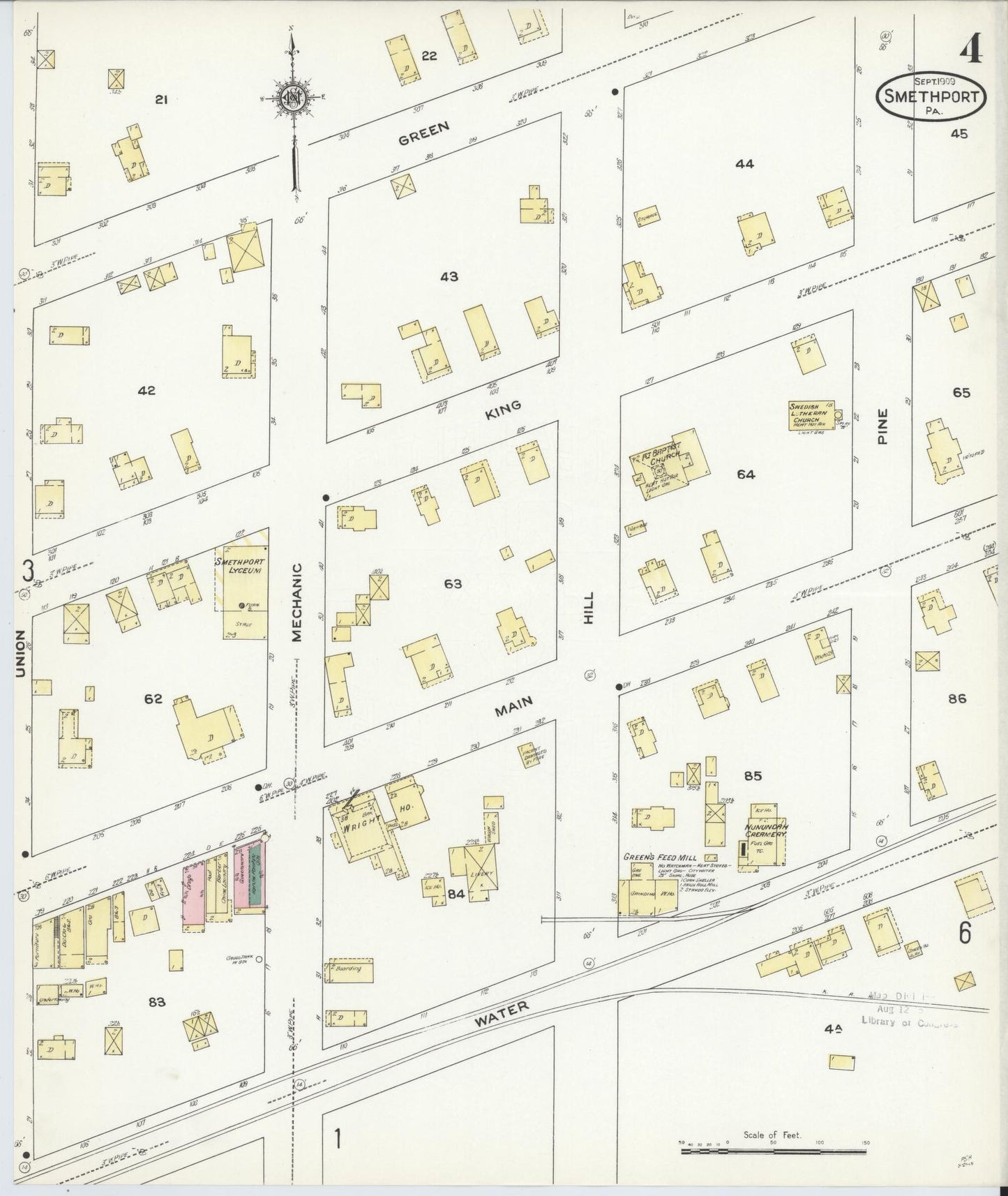 Sanborn Fire Insurance Map from Smethport, McKean County, Pennsylvania (1909), Sheet #0004 - Complete Map Set gallery image, historic Sanborn map, vintage wall art, Pennsylvania Pennsylvania