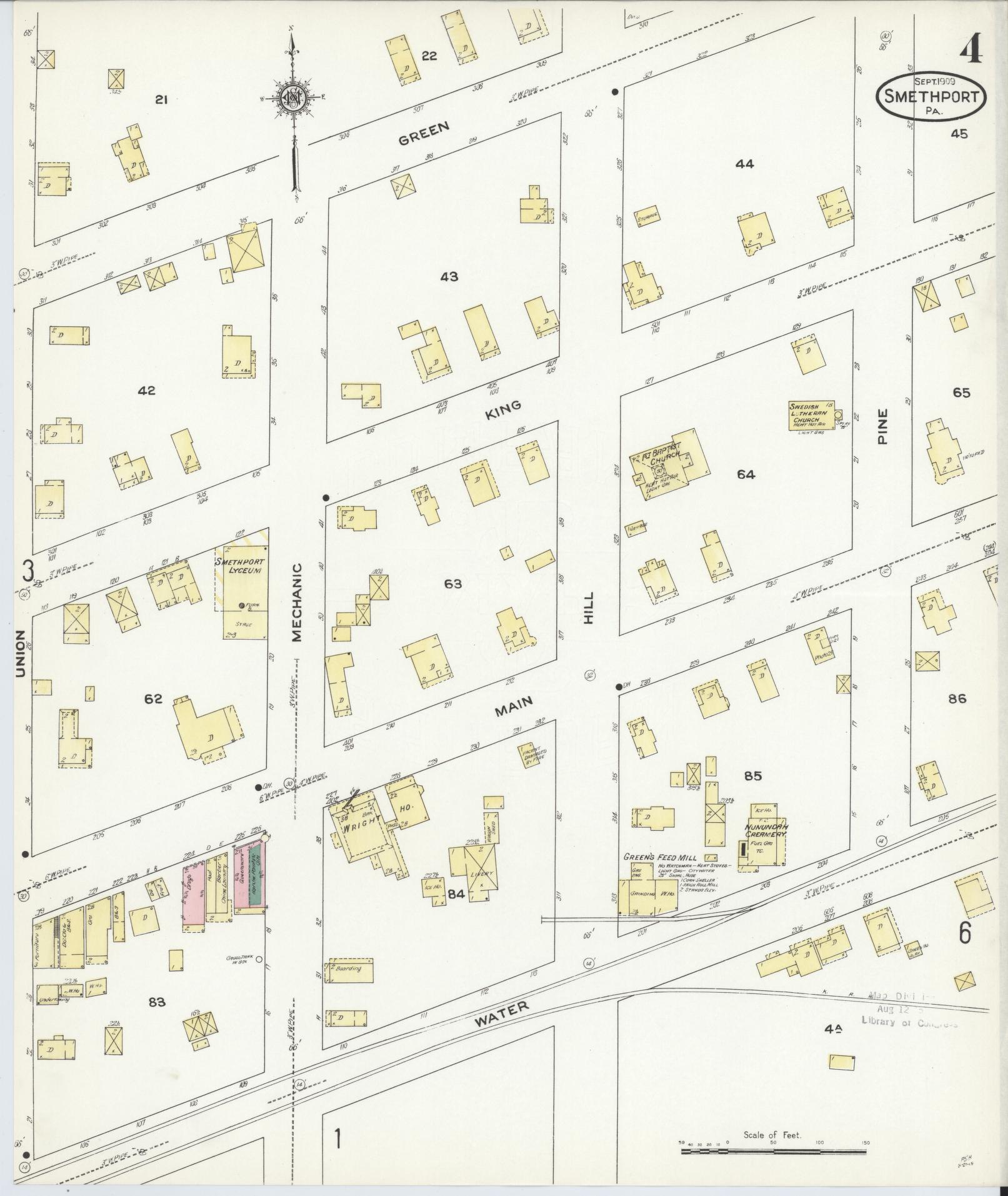 Sanborn Fire Insurance Map from Smethport, McKean County, Pennsylvania (1909), Sheet #0004 - Complete Map Set gallery image, historic Sanborn map, vintage wall art, Pennsylvania Pennsylvania