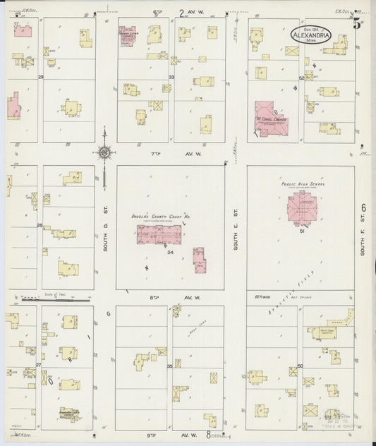Sanborn Fire Insurance Map from Alexandria, Douglas County, Minnesota (1914), Sheet #0005 - Historic Sanborn Fire Insurance Map Print, vintage old map wall art, antique decor, genealogy gift, Minnesota Minnesota map