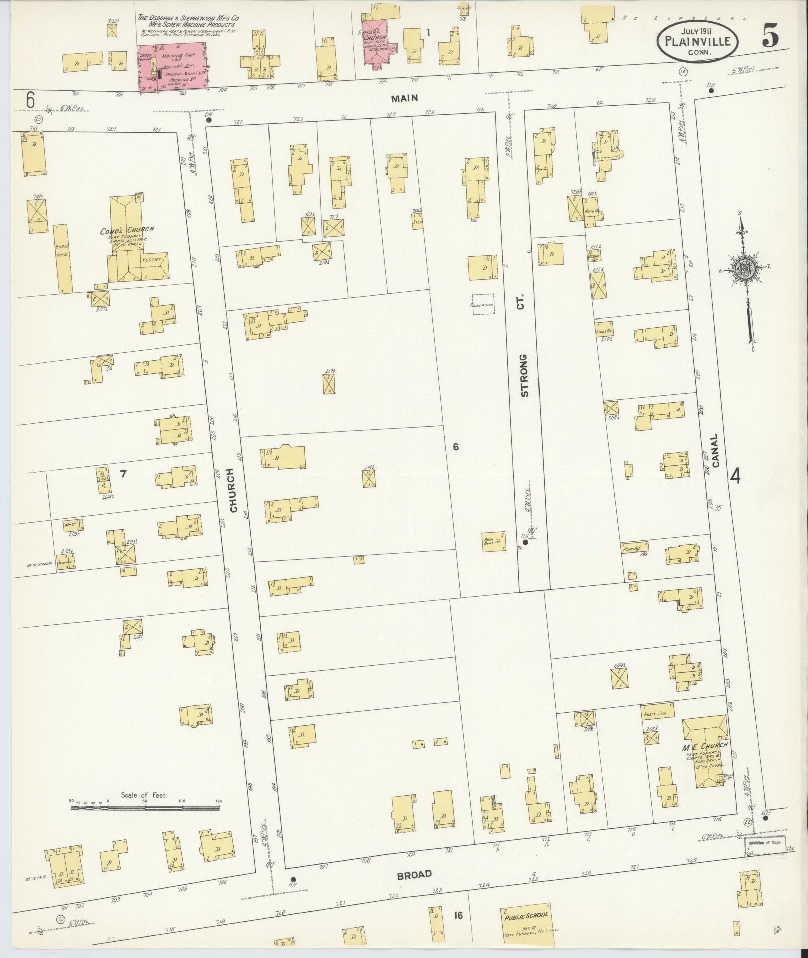 Sanborn Fire Insurance Map from Plainville, Hartford County, Connecticut (1911), Sheet #0005 - Complete Map Set gallery image, historic Sanborn map, vintage wall art, Connecticut Connecticut