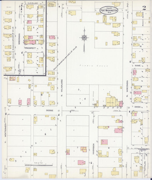 Sanborn Fire Insurance Map from Port Washington, Ozaukee County, Wisconsin (1913), Sheet #0002 - Historic Sanborn Fire Insurance Map Print, vintage old map wall art, antique decor, genealogy gift, Wisconsin Wisconsin map