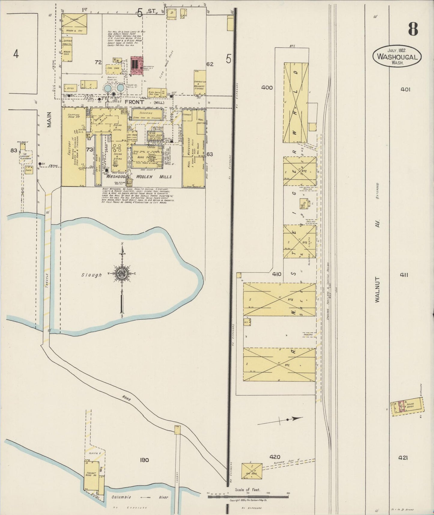 Sanborn Fire Insurance Map from Washougal, Clark County, Washington (1922), Sheet #0008 - Complete Map Set gallery image, historic Sanborn map, vintage wall art, Washington Washington