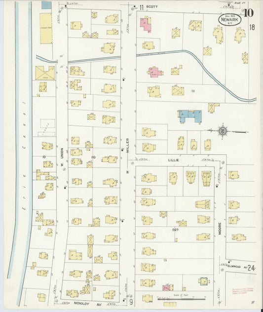 Sanborn Fire Insurance Map from Newark, Wayne County, New York (1912), Sheet #0010 - Historic Sanborn Fire Insurance Map Print, vintage old map wall art, antique decor, genealogy gift, New York New York map