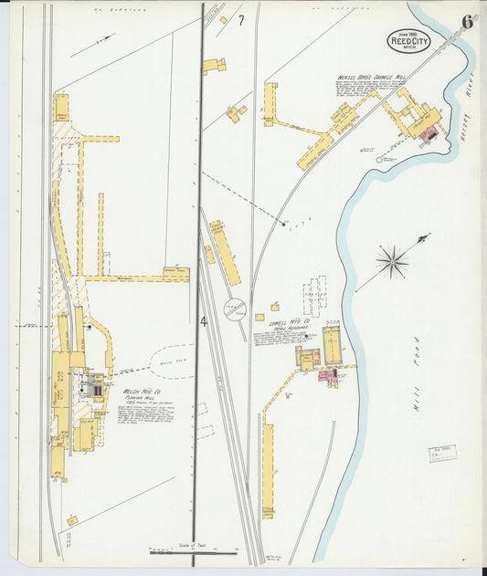 Sanborn Fire Insurance Map from Reed City, Osceola County, Michigan (1900), Sheet #0006 - Historic Sanborn Fire Insurance Map Print, vintage old map wall art, antique decor, genealogy gift, Michigan Michigan map