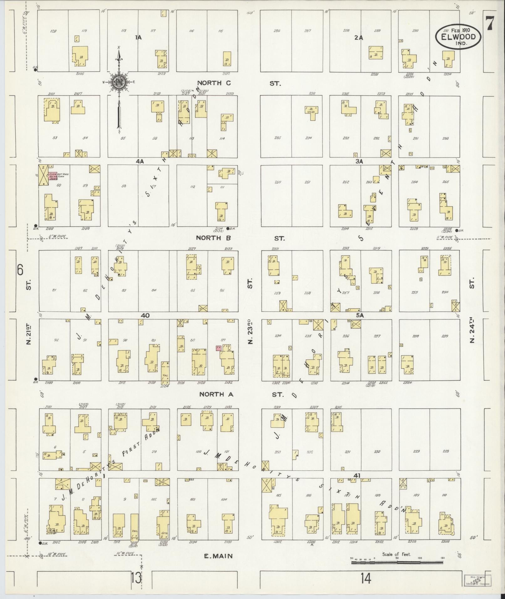 Sanborn Fire Insurance Map from Elwood, Madison County, Indiana (1910), Sheet #0007 - Historic Sanborn Fire Insurance Map Print, vintage old map wall art, antique decor, genealogy gift, Indiana Indiana map