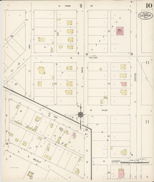 Sanborn Fire Insurance Map from Casper, Natrona County, Wyoming (1912), Sheet #0010 - Historic Sanborn Fire Insurance Map Print, vintage old map wall art, antique decor, genealogy gift, Wyoming Wyoming map