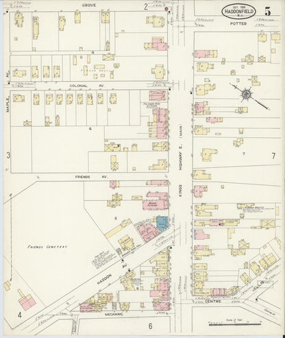 Sanborn Fire Insurance Map from Haddonfield, Camden County, New Jersey (1914), Sheet #0005 - Complete Map Set gallery image, historic Sanborn map, vintage wall art, New Jersey New Jersey