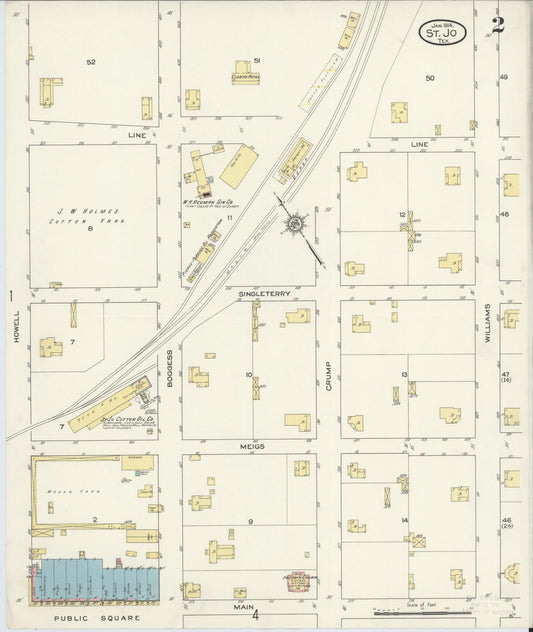 Sanborn Fire Insurance Map from Saint Jo, Montague County, Texas (1914), Sheet #0002 - Historic Sanborn Fire Insurance Map Print, vintage old map wall art, antique decor, genealogy gift, Texas Texas map