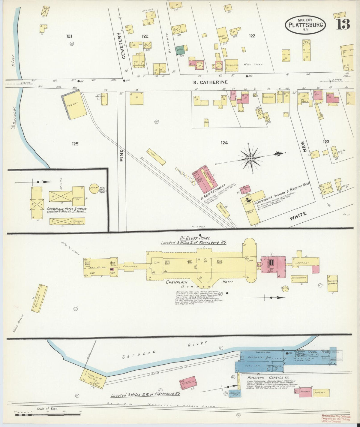 Sanborn Fire Insurance Map from Plattsburg, Clinton County, New York (1909), Sheet #0012 - Complete Map Set gallery image, historic Sanborn map, vintage wall art, New York New York
