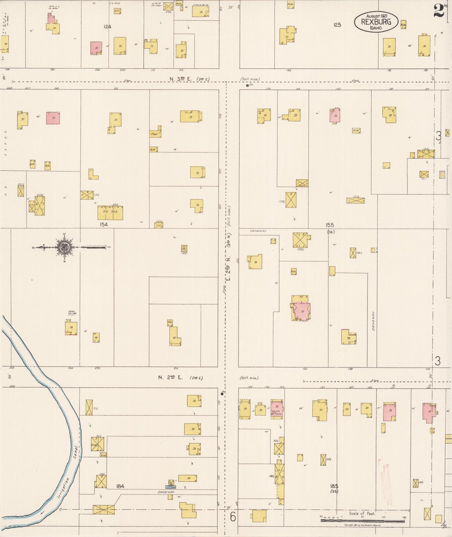 Sanborn Fire Insurance Map from Rexburg, Madison County, Idaho (1921), Sheet #0002 - Complete Map Set gallery image, historic Sanborn map, vintage wall art, Idaho Idaho
