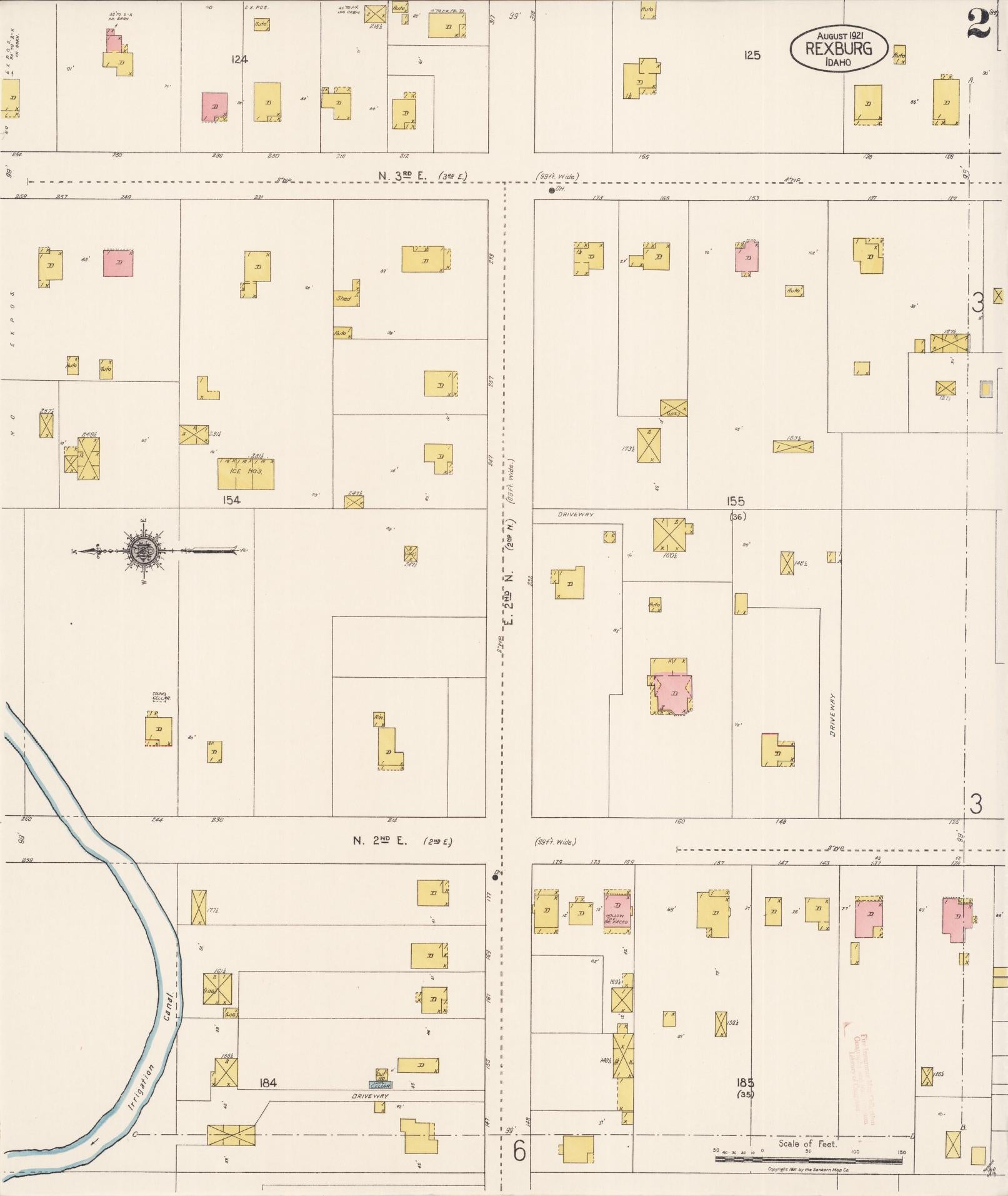 Sanborn Fire Insurance Map from Rexburg, Madison County, Idaho (1921), Sheet #0002 - Complete Map Set gallery image, historic Sanborn map, vintage wall art, Idaho Idaho