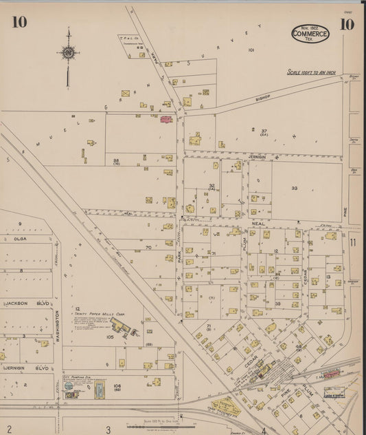 Sanborn Fire Insurance Map from Commerce, Hunt County, Texas (1922), Sheet #0010 - Historic Sanborn Fire Insurance Map Print, vintage old map wall art, antique decor, genealogy gift, Texas Texas map