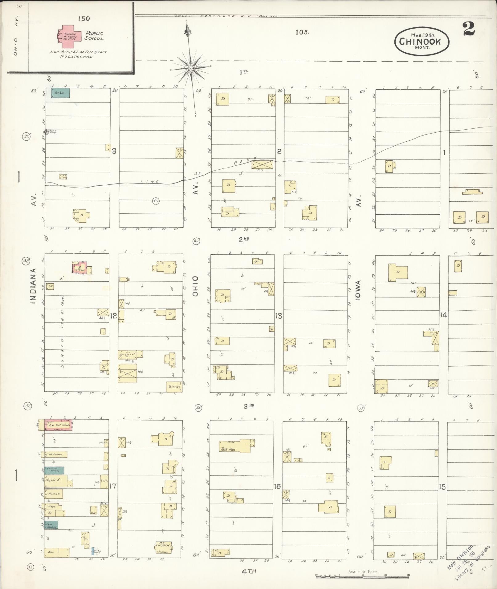 Sanborn Fire Insurance Map from Chinook, Blaine County, Montana (1900), Sheet #0002 - Complete Map Set gallery image, historic Sanborn map, vintage wall art, Montana Montana