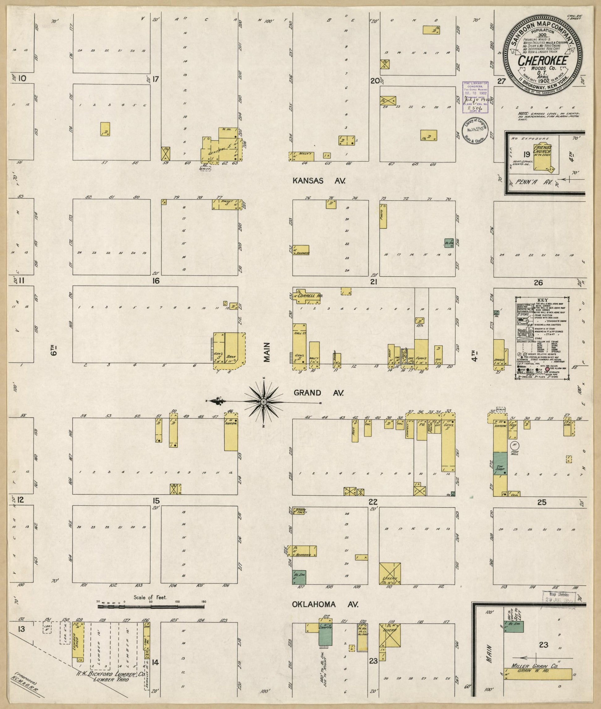 Sanborn Fire Insurance Map from Cherokee, Alfalfa County, Oklahoma (1902), Sheet #0001 - Historic Sanborn Fire Insurance Map Print, vintage old map wall art, antique decor, genealogy gift, Oklahoma Oklahoma map