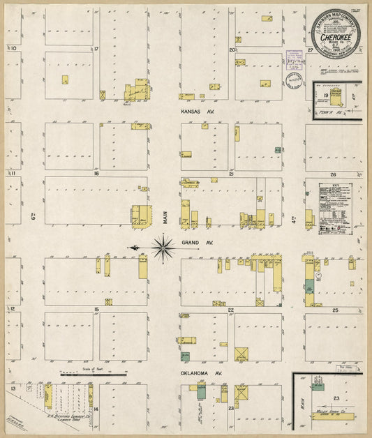 Sanborn Fire Insurance Map from Cherokee, Alfalfa County, Oklahoma (1902), Sheet #0001 - Historic Sanborn Fire Insurance Map Print, vintage old map wall art, antique decor, genealogy gift, Oklahoma Oklahoma map