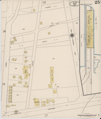 Sanborn Fire Insurance Map from Hilo, Hawaii County, Hawaii (1921), Sheet #0025 - Historic Sanborn Fire Insurance Map Print