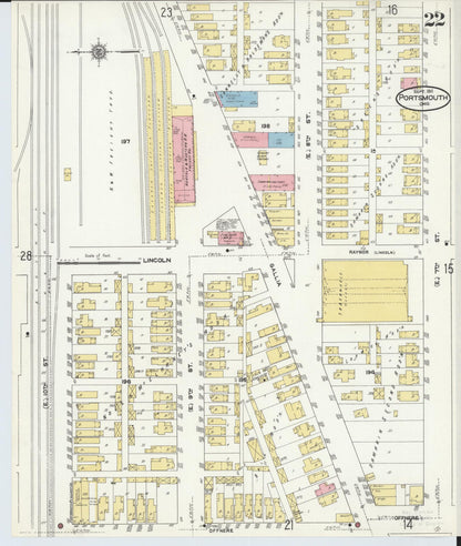 Sanborn Fire Insurance Map from Portsmouth, Scioto County, Ohio (1911), Sheet #0022 - Historic Sanborn Fire Insurance Map Print, vintage old map wall art, antique decor, genealogy gift, Ohio Ohio map