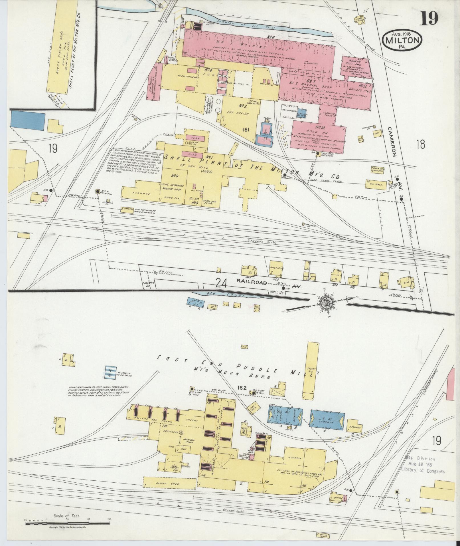 Sanborn Fire Insurance Map from Milton, Northumberland County, Pennsylvania (1918), Sheet #0019 - Complete Map Set gallery image, historic Sanborn map, vintage wall art, Pennsylvania Pennsylvania