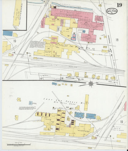 Sanborn Fire Insurance Map from Milton, Northumberland County, Pennsylvania (1918), Sheet #0019 - Complete Map Set gallery image, historic Sanborn map, vintage wall art, Pennsylvania Pennsylvania