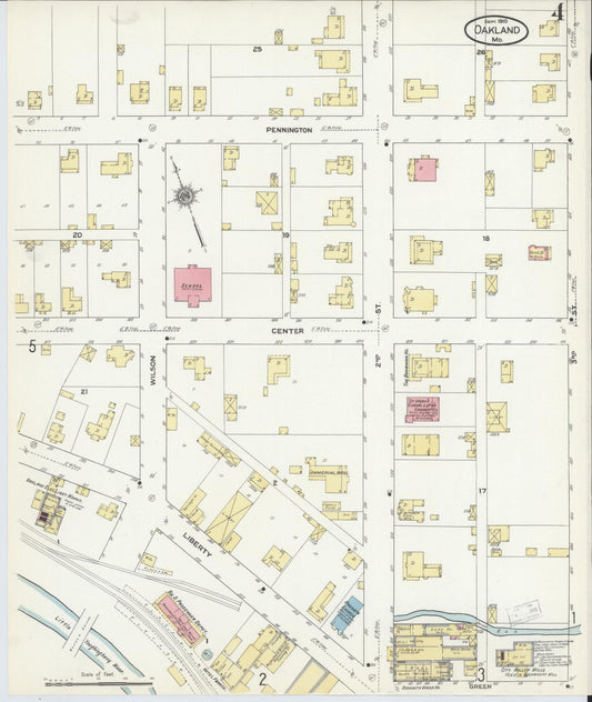 Sanborn Fire Insurance Map from Oakland, Garrett County, Maryland (1910), Sheet #0004 - Historic Sanborn Fire Insurance Map Print, vintage old map wall art, antique decor, genealogy gift, Maryland Maryland map