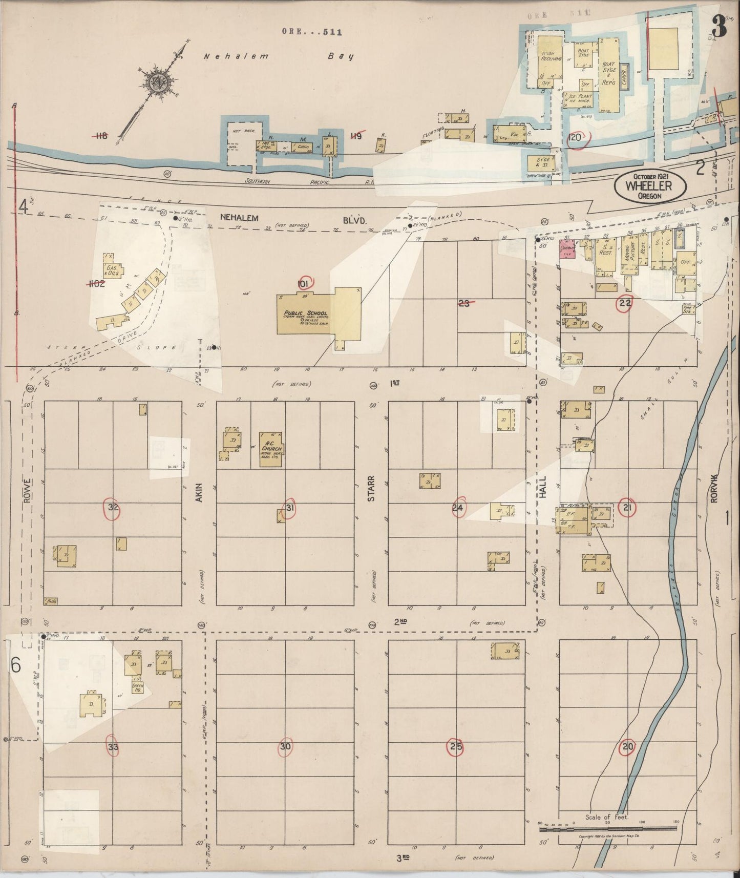 Sanborn Fire Insurance Map from Wheeler, Tillamook County, Oregon (1931), Sheet #0003 - Complete Map Set gallery image, historic Sanborn map, vintage wall art, Oregon Oregon
