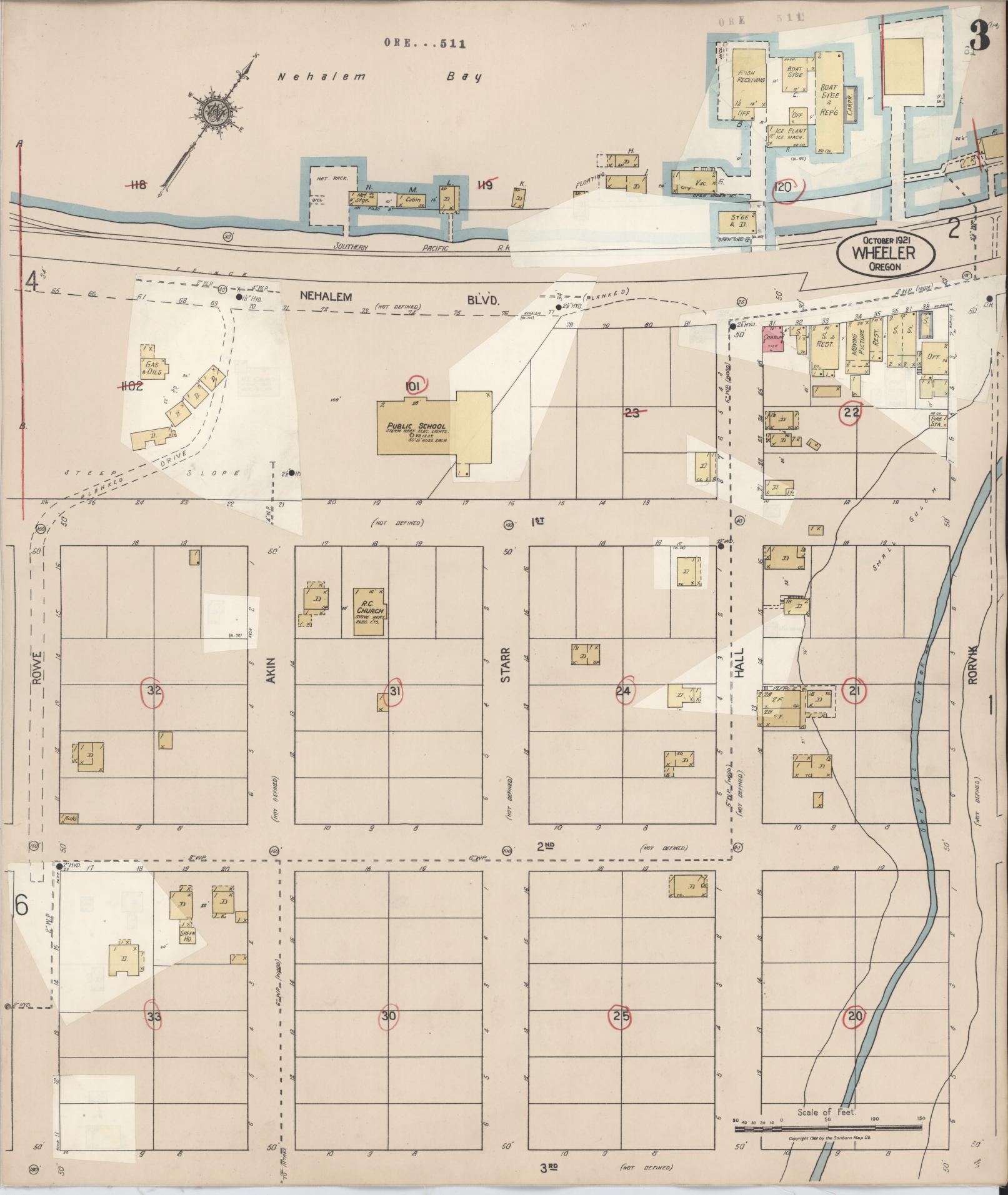 Sanborn Fire Insurance Map from Wheeler, Tillamook County, Oregon (1931), Sheet #0003 - Complete Map Set gallery image, historic Sanborn map, vintage wall art, Oregon Oregon