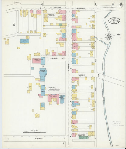 Sanborn Fire Insurance Map from Lititz, Lancaster County, Pennsylvania (1904), Sheet #0006 - Complete Map Set gallery image, historic Sanborn map, vintage wall art, Pennsylvania Pennsylvania