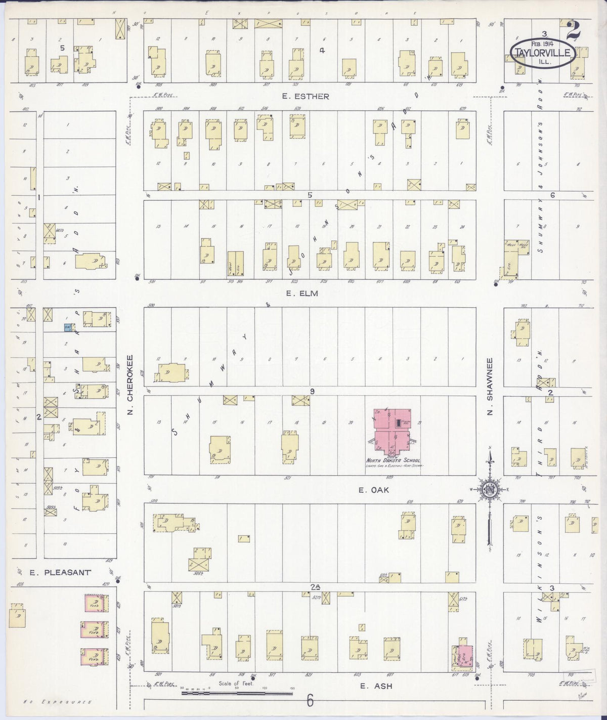 Sanborn Fire Insurance Map from Taylorville, Christian County, Illinois (1914), Sheet #0002 - Complete Map Set gallery image, historic Sanborn map, vintage wall art, Illinois Illinois
