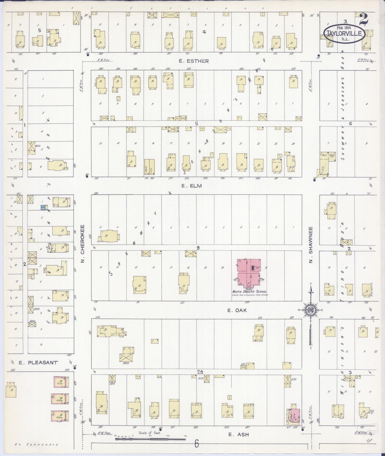 Sanborn Fire Insurance Map from Taylorville, Christian County, Illinois (1914), Sheet #0002 - Complete Map Set gallery image, historic Sanborn map, vintage wall art, Illinois Illinois