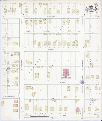 Sanborn Fire Insurance Map from Taylorville, Christian County, Illinois (1914), Sheet #0002 - Complete Map Set gallery image, historic Sanborn map, vintage wall art, Illinois Illinois