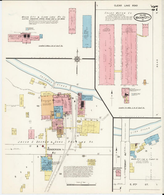Sanborn Fire Insurance Map from Mason City, Cerro Gordo County, Iowa (1915), Sheet #0027 - Historic Sanborn Fire Insurance Map Print, vintage old map wall art