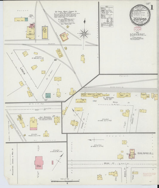 Sanborn Fire Insurance Map from Oxford, Oakland County, Michigan (1895), Sheet #0001 - Historic Sanborn Fire Insurance Map Print, vintage old map wall art, antique decor, genealogy gift, Michigan Michigan map