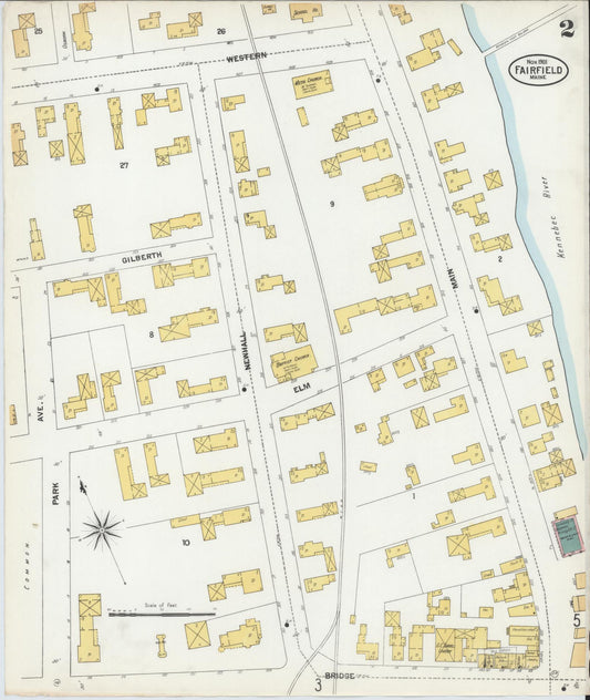 Sanborn Fire Insurance Map from Fairfield, Somerset County, Maine (1901), Sheet #0002 - Historic Sanborn Fire Insurance Map Print, vintage old map wall art, antique decor, genealogy gift, Maine Maine map