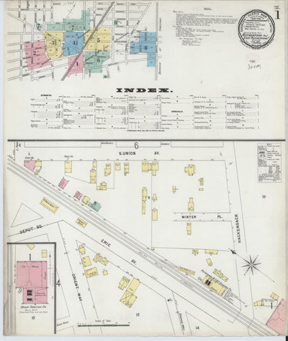 Sanborn Fire Insurance Map from Rutherford, Bergen County, New Jersey (1897), Sheet #0001 - Complete Map Set gallery image, historic Sanborn map, vintage wall art, New Jersey New Jersey