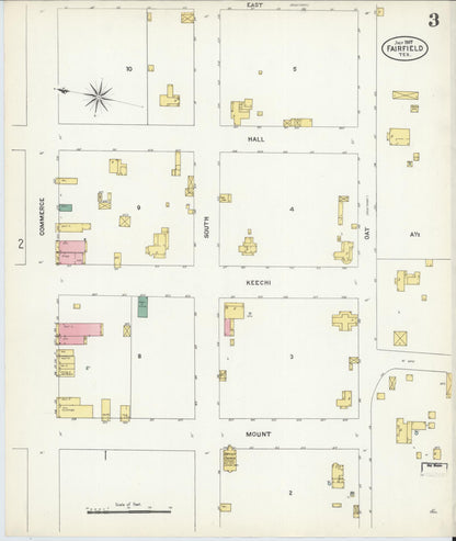 Sanborn Fire Insurance Map from Fairfield, Freestone County, Texas (1907), Sheet #0003 - Complete Map Set gallery image, historic Sanborn map, vintage wall art, Texas Texas