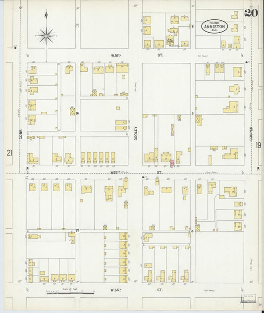Sanborn Fire Insurance Map from Anniston, Calhoun County, Alabama (1900), Sheet #0020 - Historic Sanborn Fire Insurance Map Print, vintage old map wall art, antique decor, genealogy gift, Alabama Alabama map