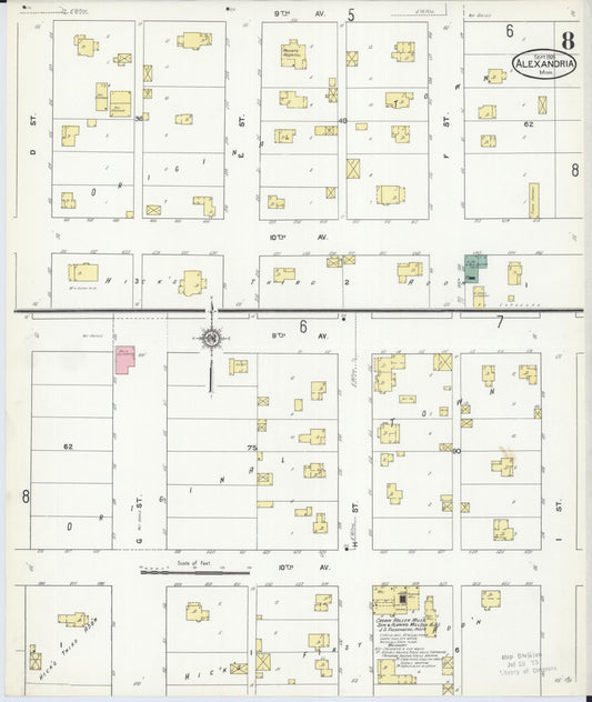 Sanborn Fire Insurance Map from Alexandria, Douglas County, Minnesota (1909), Sheet #0008 - Historic Sanborn Fire Insurance Map Print, vintage old map wall art, antique decor, genealogy gift, Minnesota Minnesota map