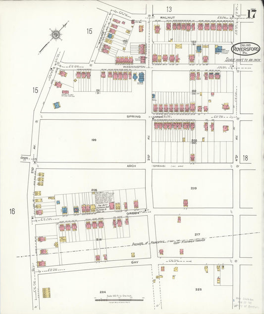 Sanborn Fire Insurance Map from Royersford, Montgomery County, Pennsylvania (1921), Sheet #0017 - Historic Sanborn Fire Insurance Map Print, vintage old map wall art, antique decor, genealogy gift, Pennsylvania Pennsylvania map
