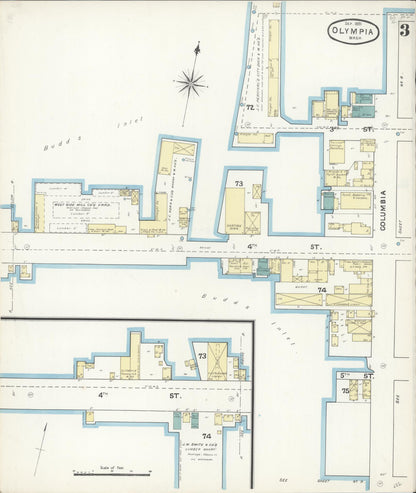 Sanborn Fire Insurance Map from Olympia, Thurston County, Washington (1891), Sheet #0003 - Complete Map Set gallery image, historic Sanborn map, vintage wall art, Washington Washington