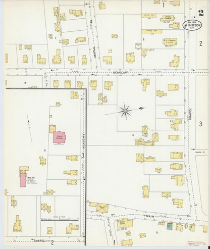 Sanborn Fire Insurance Map from Windsor, Broome County, New York (1905), Sheet #0002 - Historic Sanborn Fire Insurance Map Print, vintage old map wall art, antique decor, genealogy gift, New York New York map