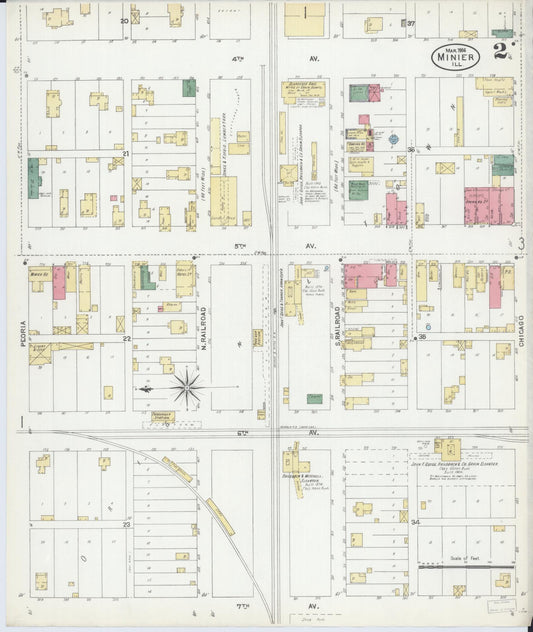 Sanborn Fire Insurance Map from Minier, Tazewell County, Illinois (1906), Sheet #0002 - Historic Sanborn Fire Insurance Map Print, vintage old map wall art, antique decor, genealogy gift, Illinois Illinois map