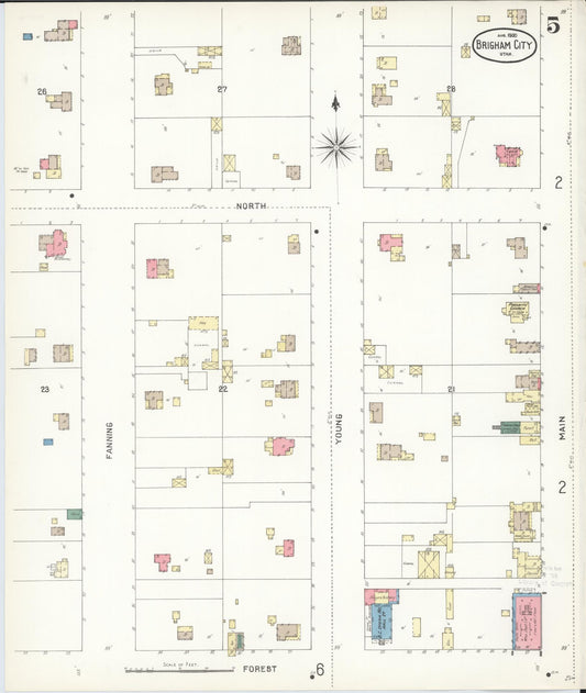 Sanborn Fire Insurance Map from Brigham City, Box Elder County, Utah (1900), Sheet #0005 - Historic Sanborn Fire Insurance Map Print, vintage old map wall art, antique decor, genealogy gift, Utah Utah map